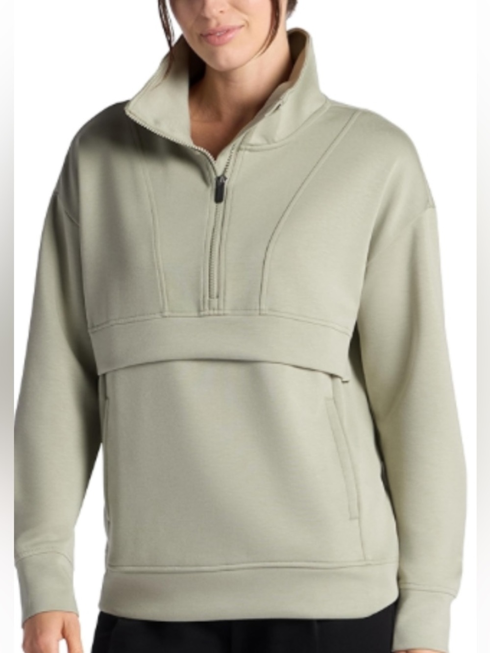 GAIAM Light Sage Half-Zip Pullover Hoodie
